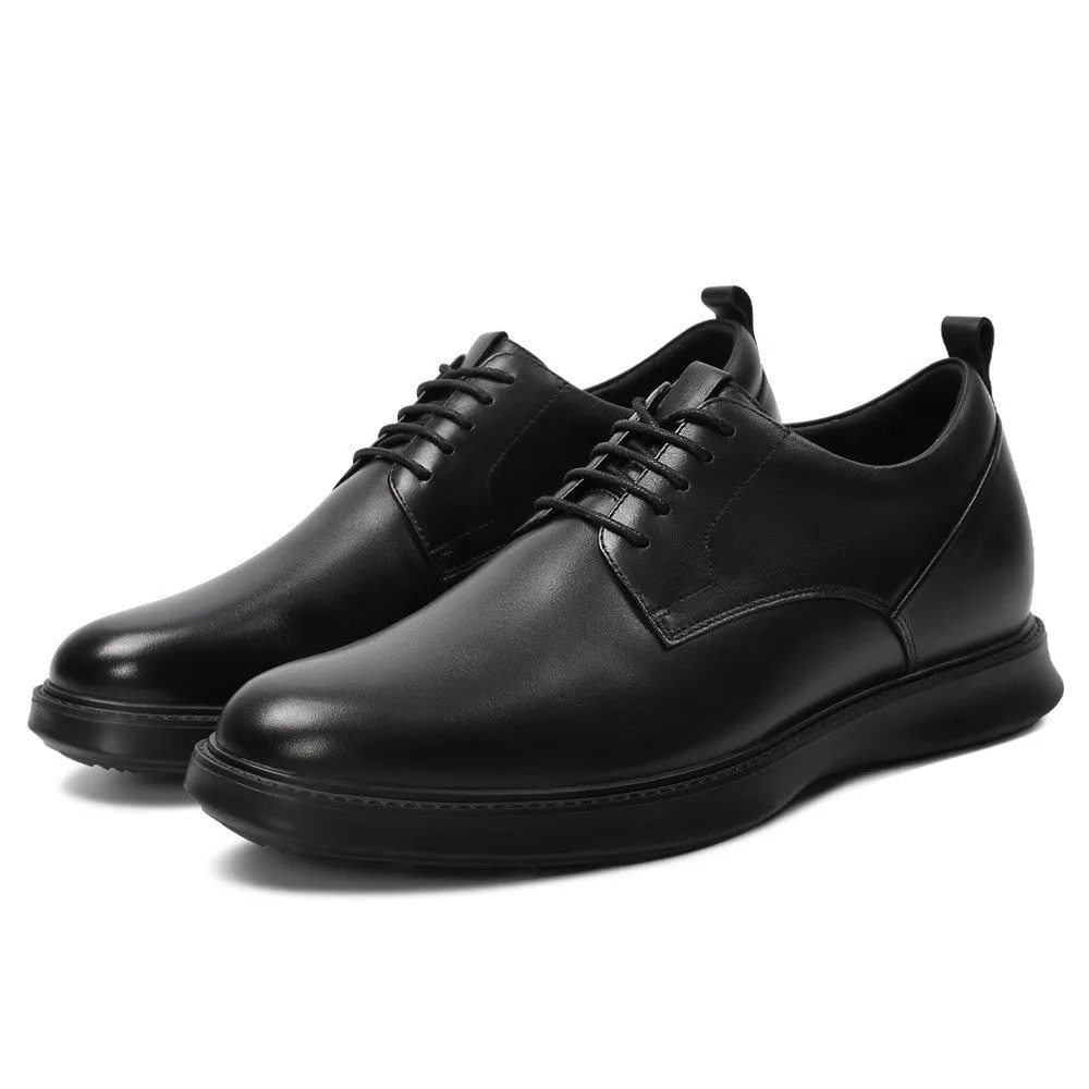 7CM/2.76 Inches CMR CHAMARIPA Men's Height Increasing Derby Shoes - Black Leather