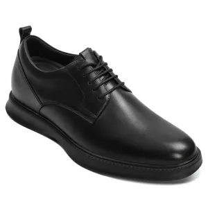 7CM/2.76 Inches CMR CHAMARIPA Men's Height Increasing Derby Shoes - Black Leather