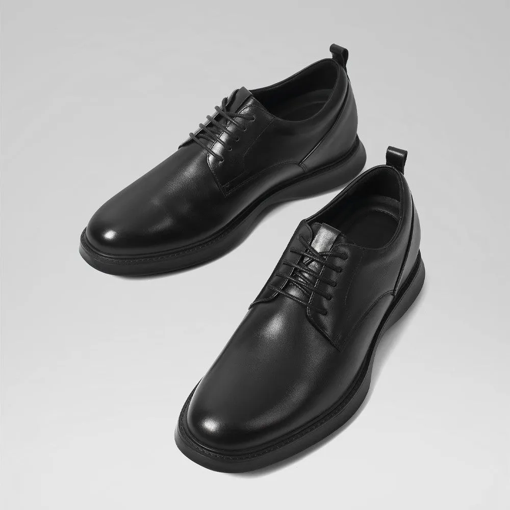 7CM/2.76 Inches CMR CHAMARIPA Men's Height Increasing Derby Shoes - Black Leather