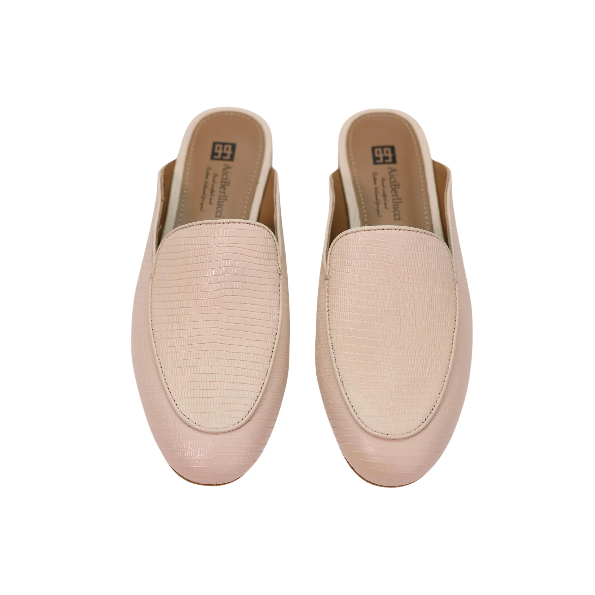 AiciBerllucci Nude  Sheepskin leather & Sheepskin lining- Selene -Women's Leather Loafer in summer- Sleek Loafers Slip on Shoes-Casual Flat Shoes