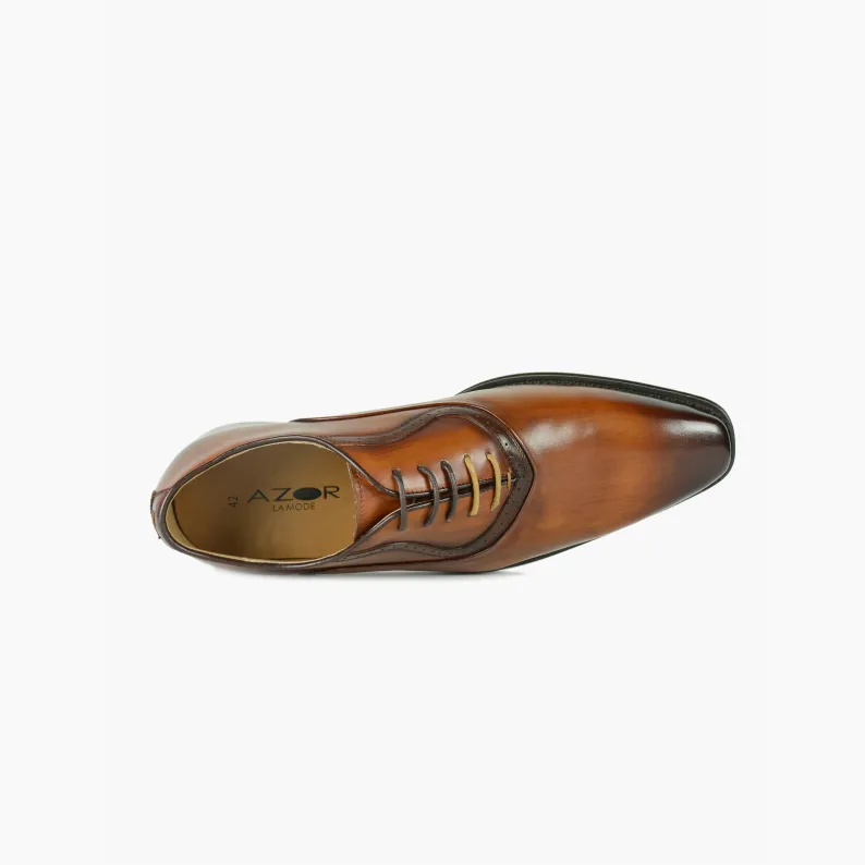 AZOR LA MODE Geneva Leather Wing Tip Brogue Shoes - Tan