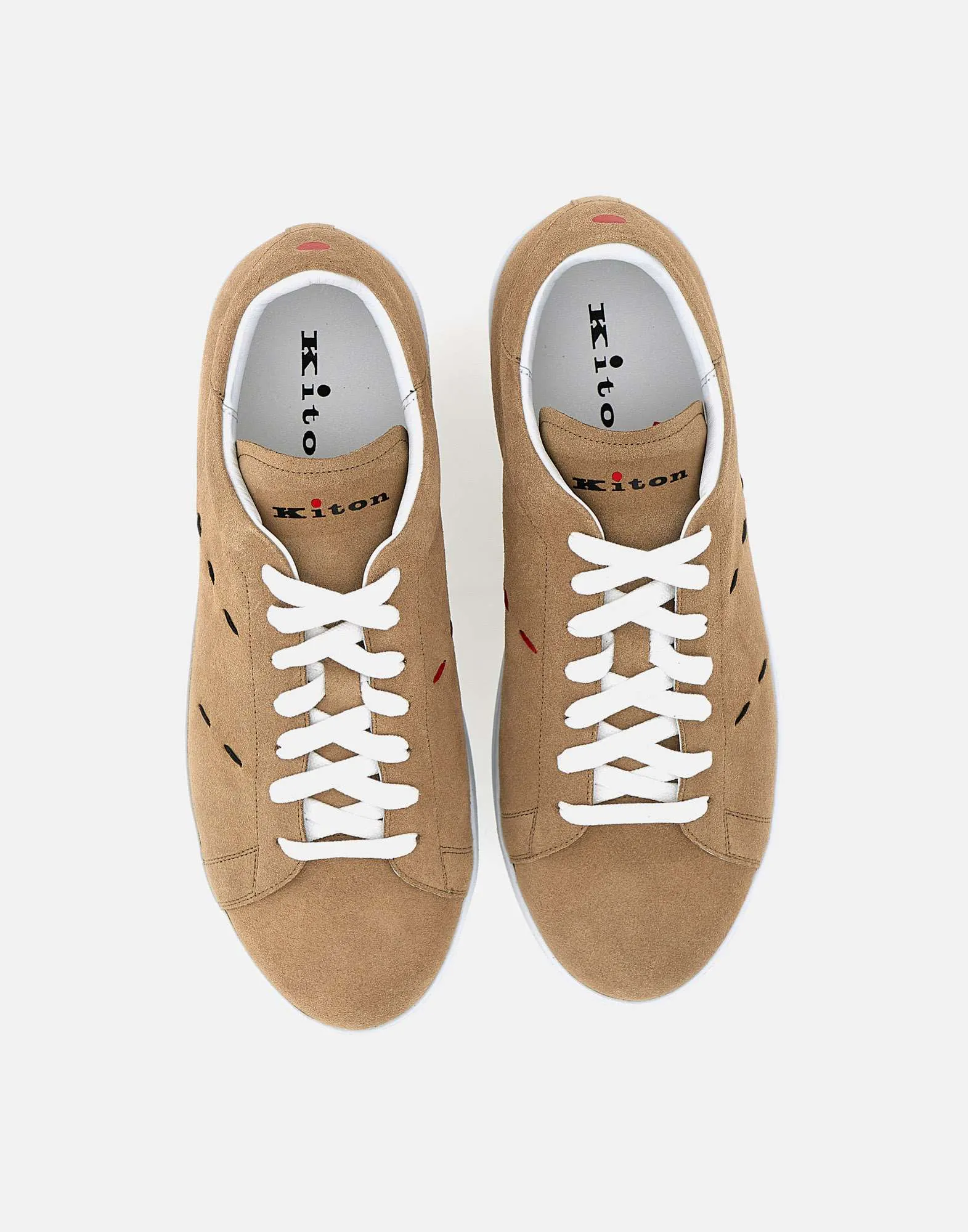 Beige Calfskin Sneakers with Box Sole