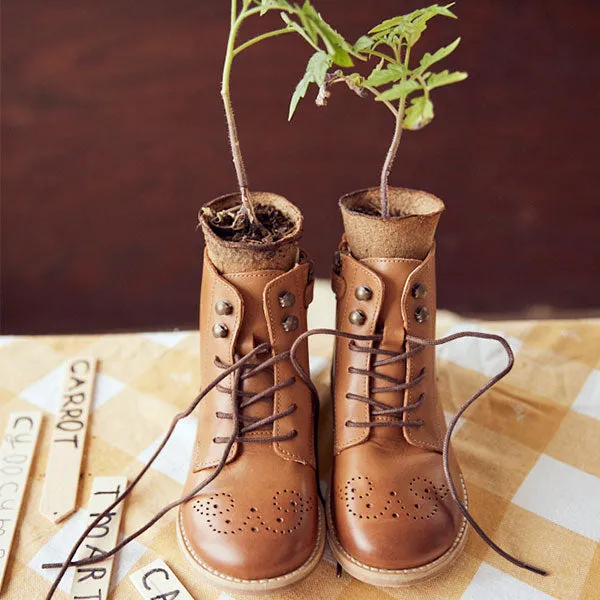 Buster Brogue Kids Boot Tan Burnished Leather