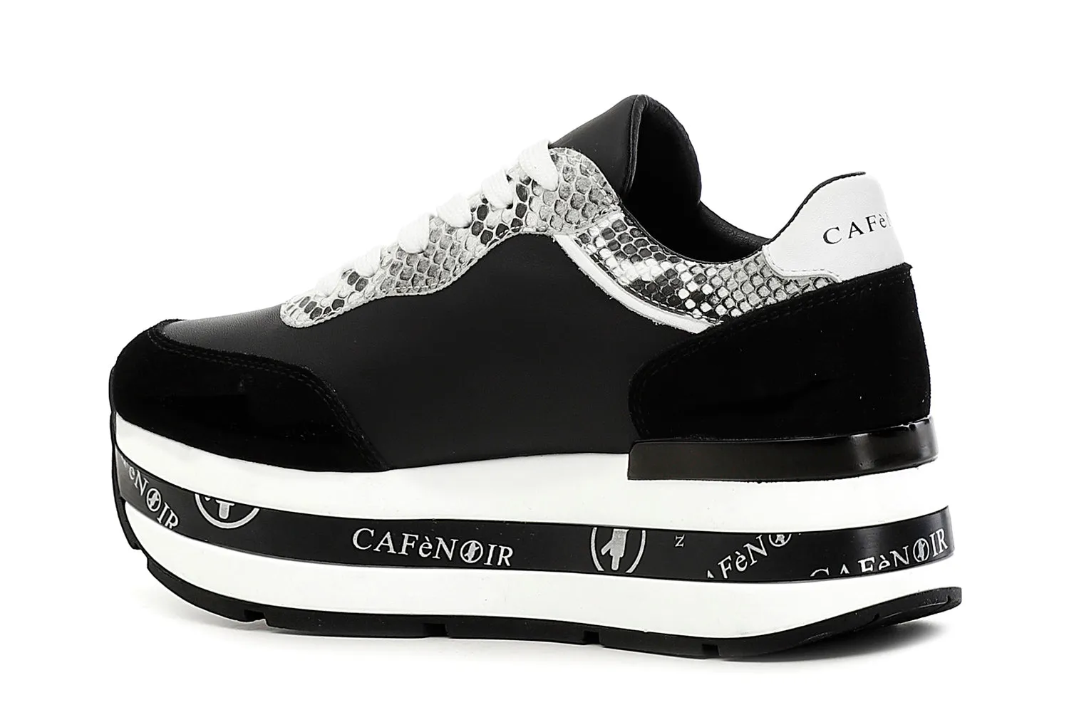 CafèNoir donna sneakers in pelle su zeppa con stella