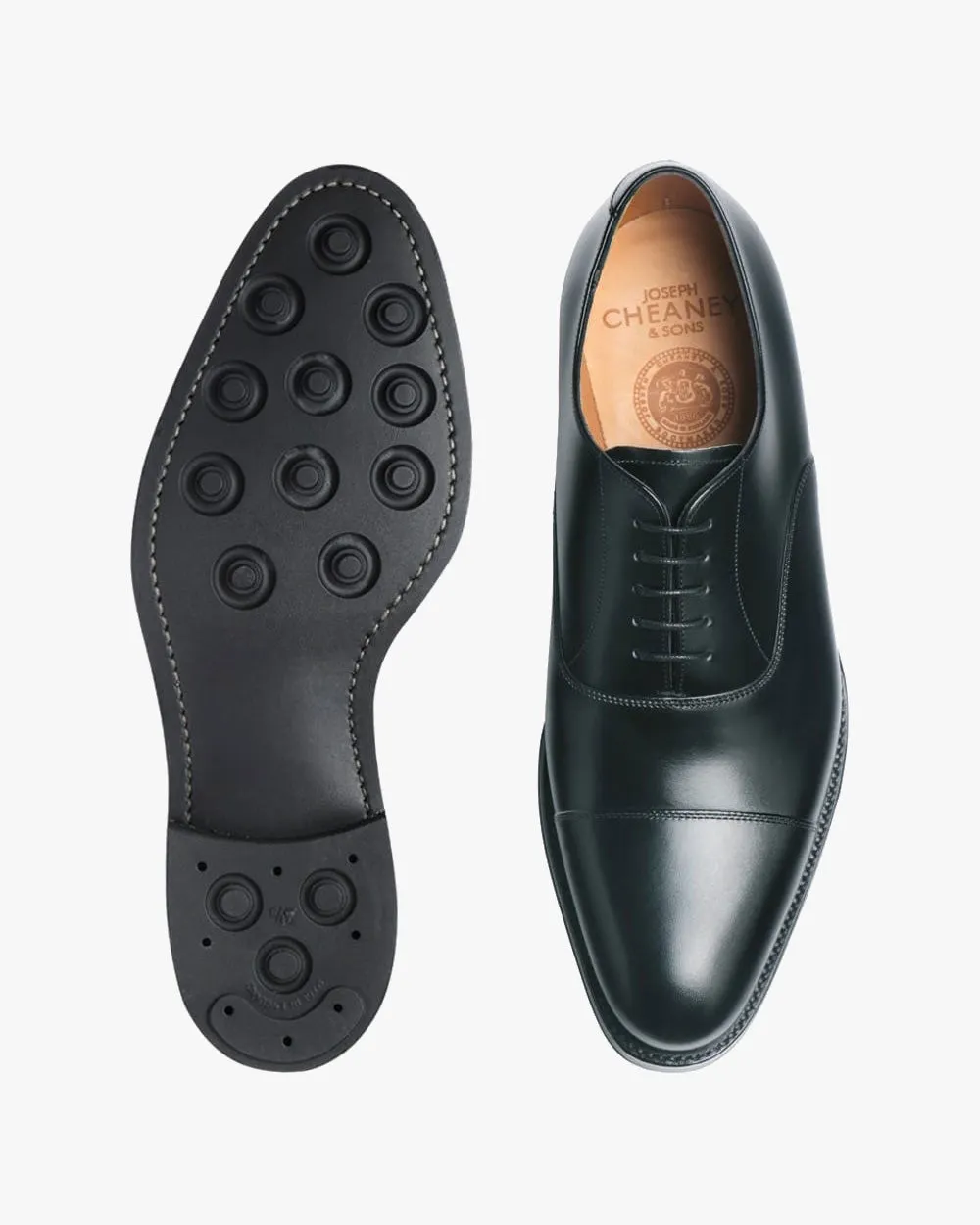 Cheaney Lime R Oxford Shoe - Black Calf Leather / Rubber Sole