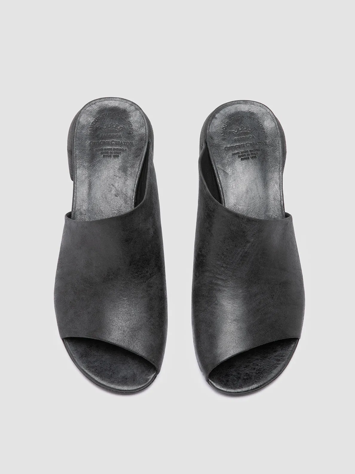 HADRY 008 - Black Leather Slide Sandals