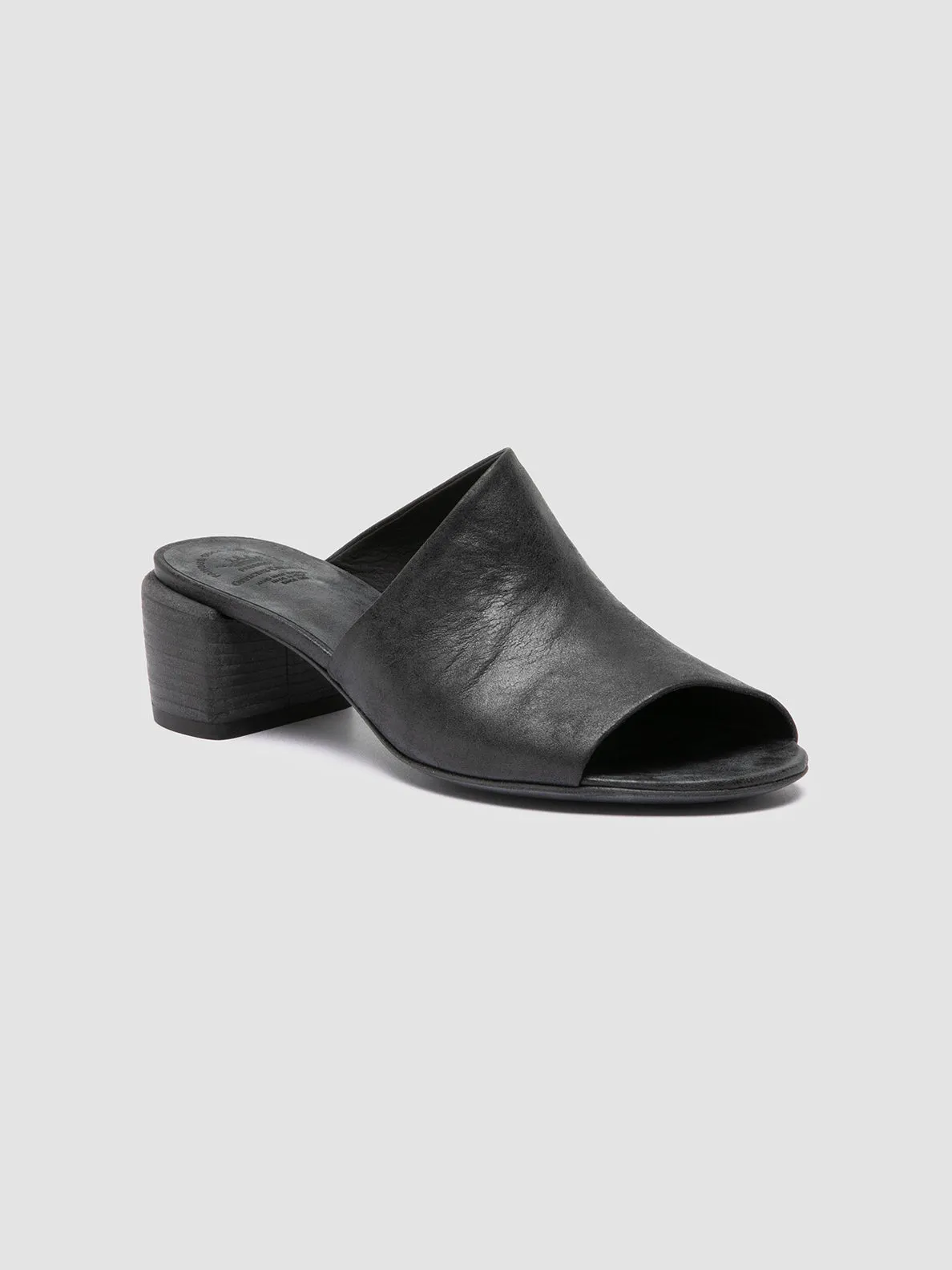 HADRY 008 - Black Leather Slide Sandals