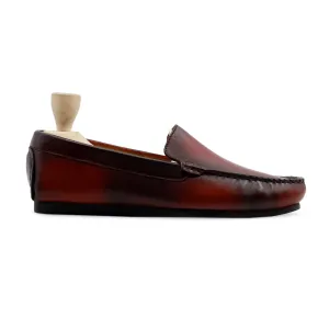 Herty - Men's Burnished Oxblood Calf Leather Driver Shoe