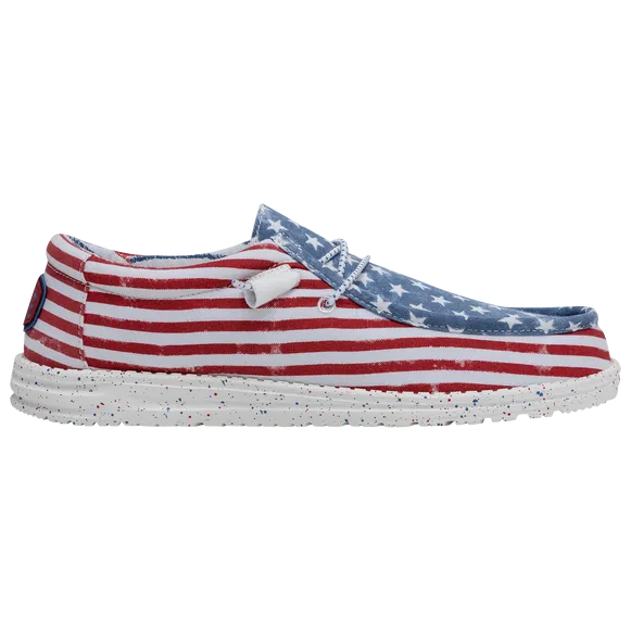 Hey Dude Wally Patriotic Loafer Shoes Stars & Stripes