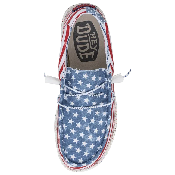 Hey Dude Wally Patriotic Loafer Shoes Stars & Stripes