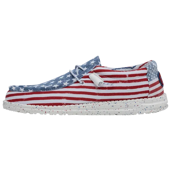 Hey Dude Wally Patriotic Loafer Shoes Stars & Stripes