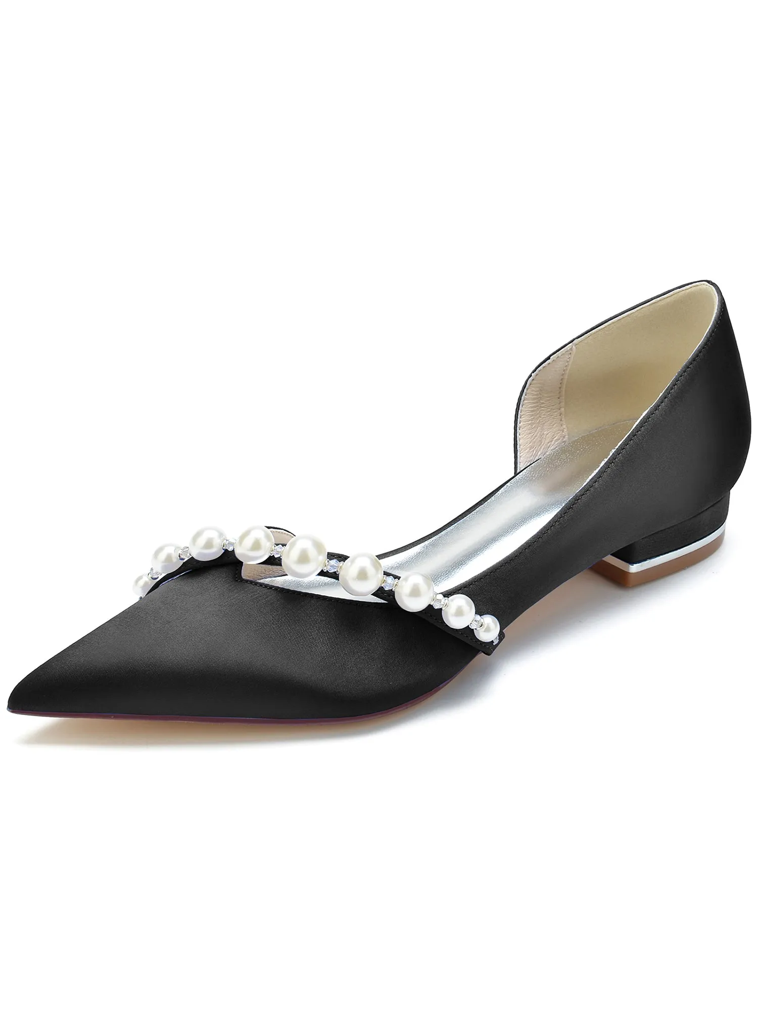 Imitation Pearl Pointed Toe Chunky Mules