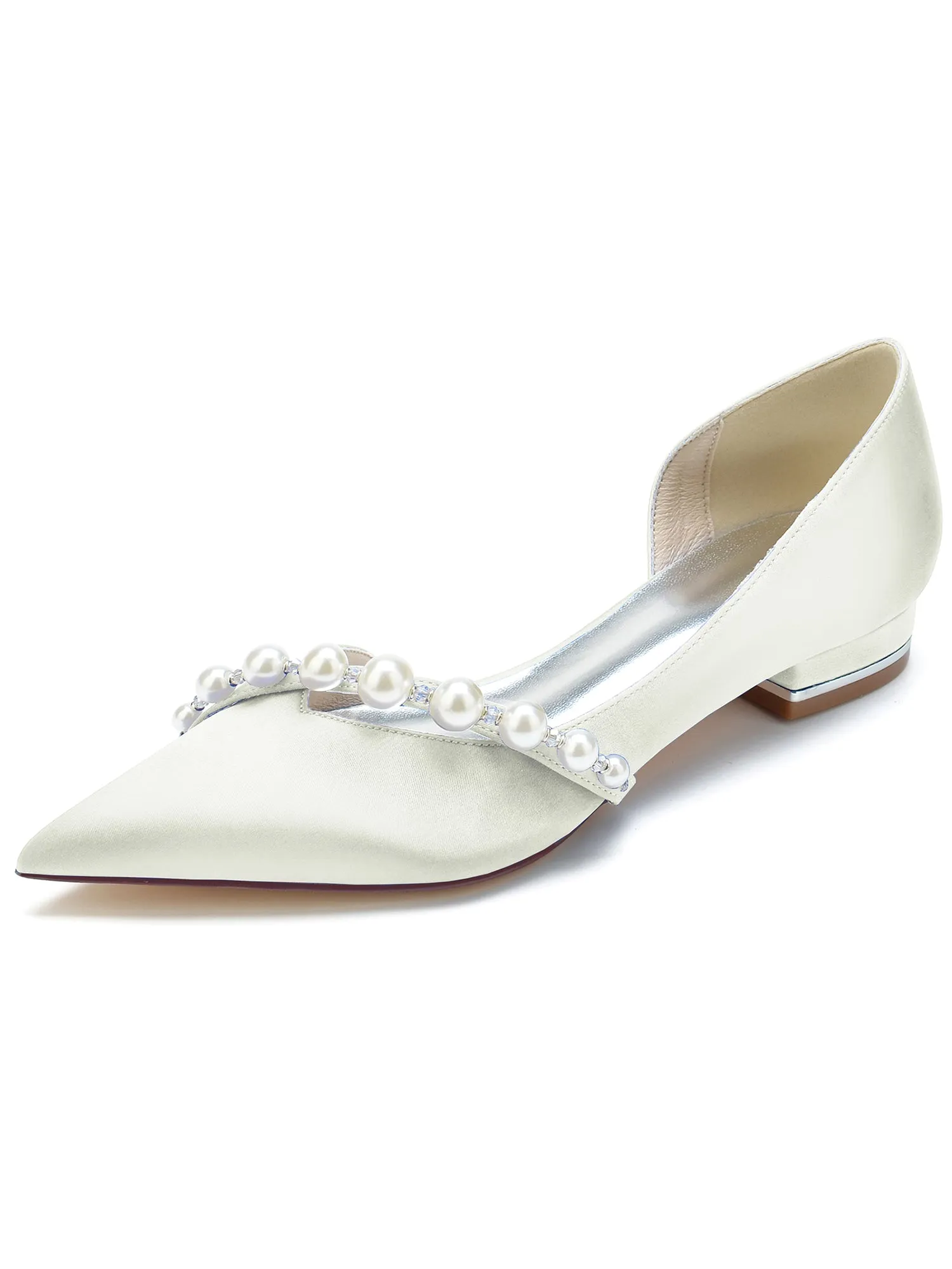 Imitation Pearl Pointed Toe Chunky Mules