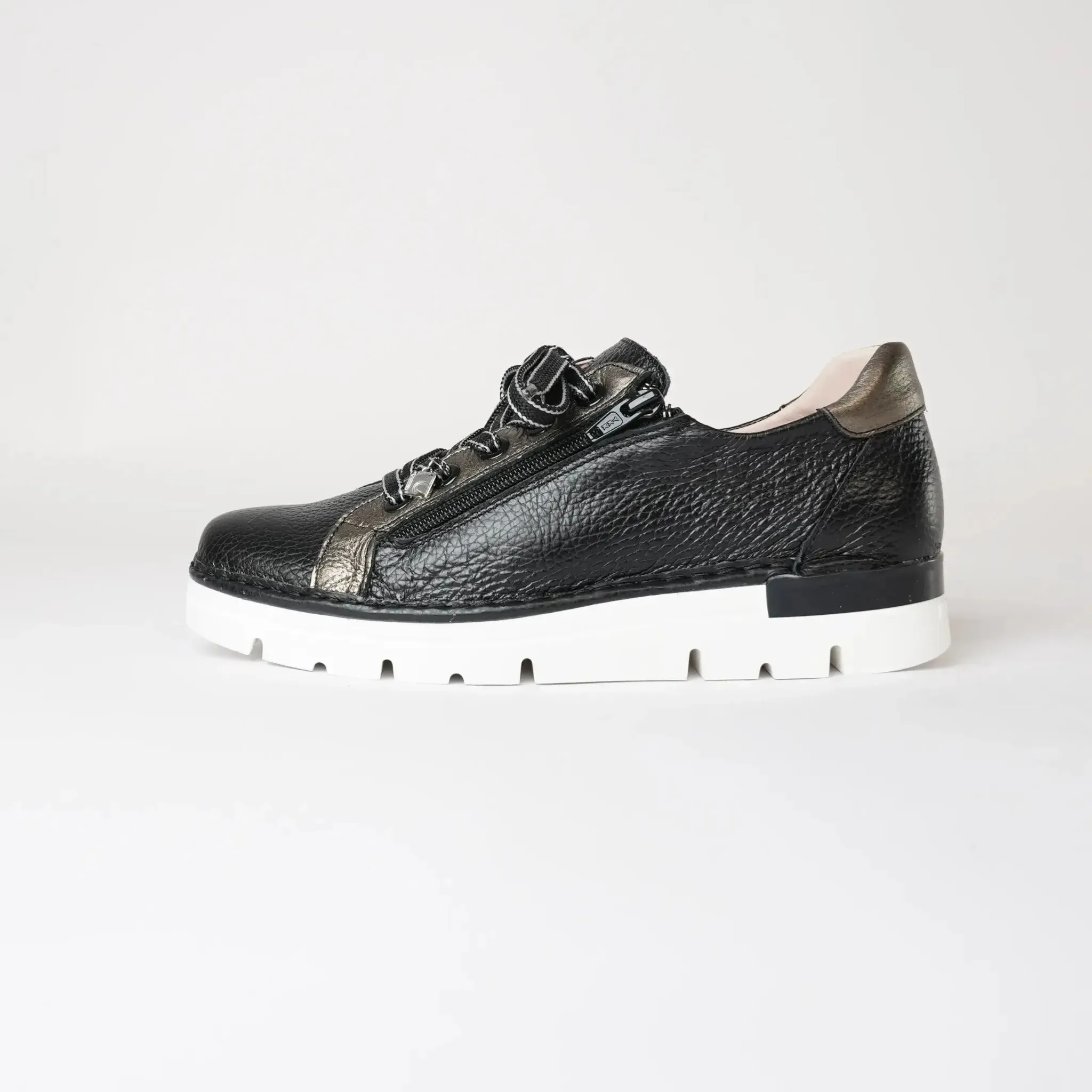 Js-2001 Black/Bronze  Leather Sneakers