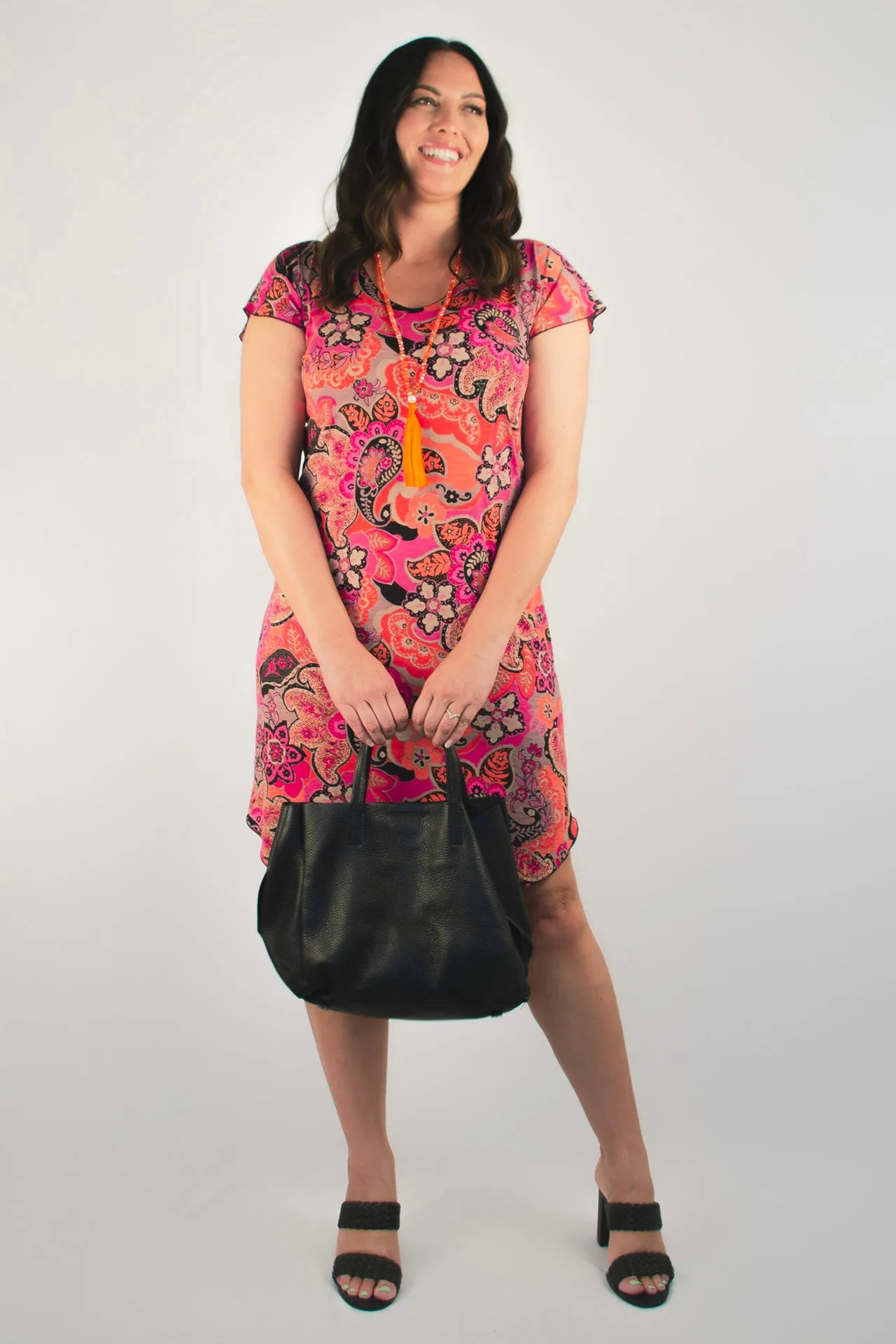 Kuta Print Short Sleeve Jersey Shift Dress