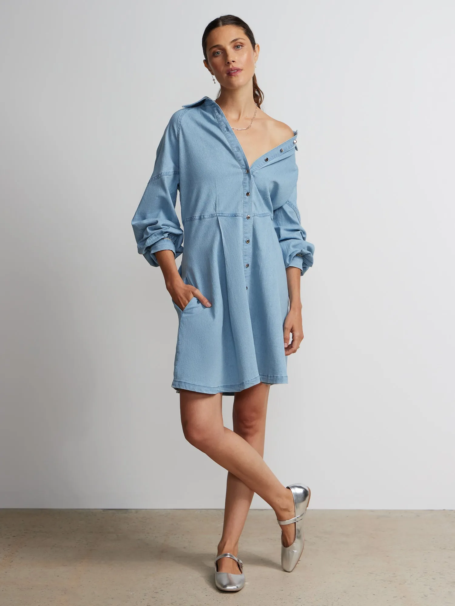 Long Sleeve Denim Shirt Dress