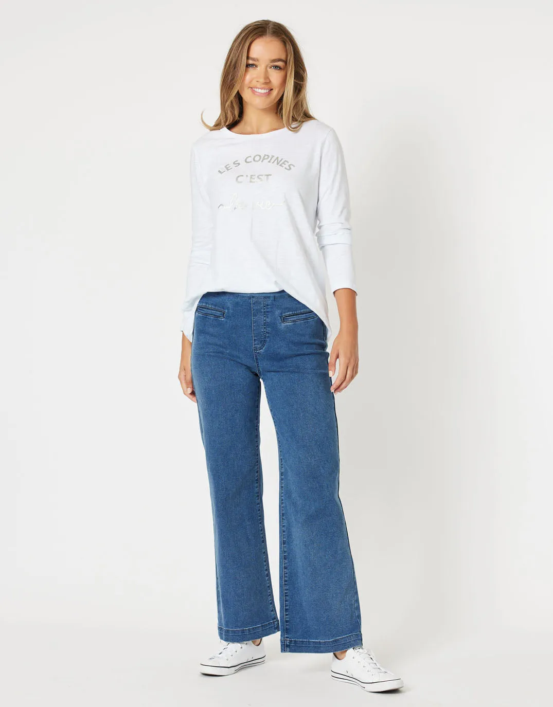 Maddy Pull On Wide Leg Jean - Denim