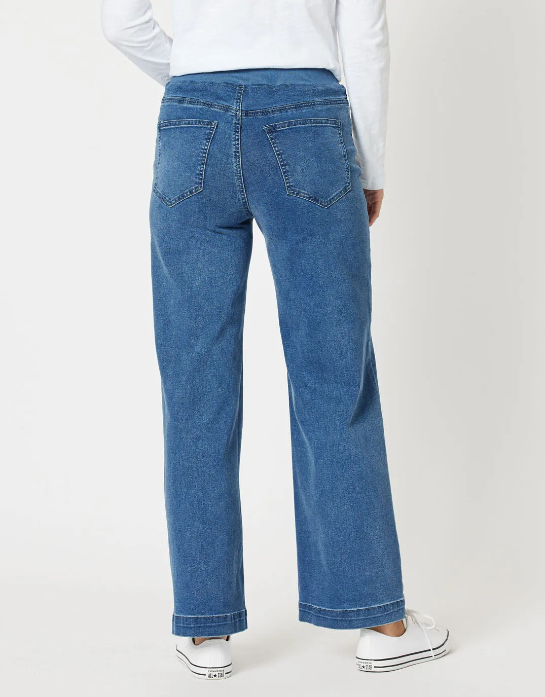 Maddy Pull On Wide Leg Jean - Denim