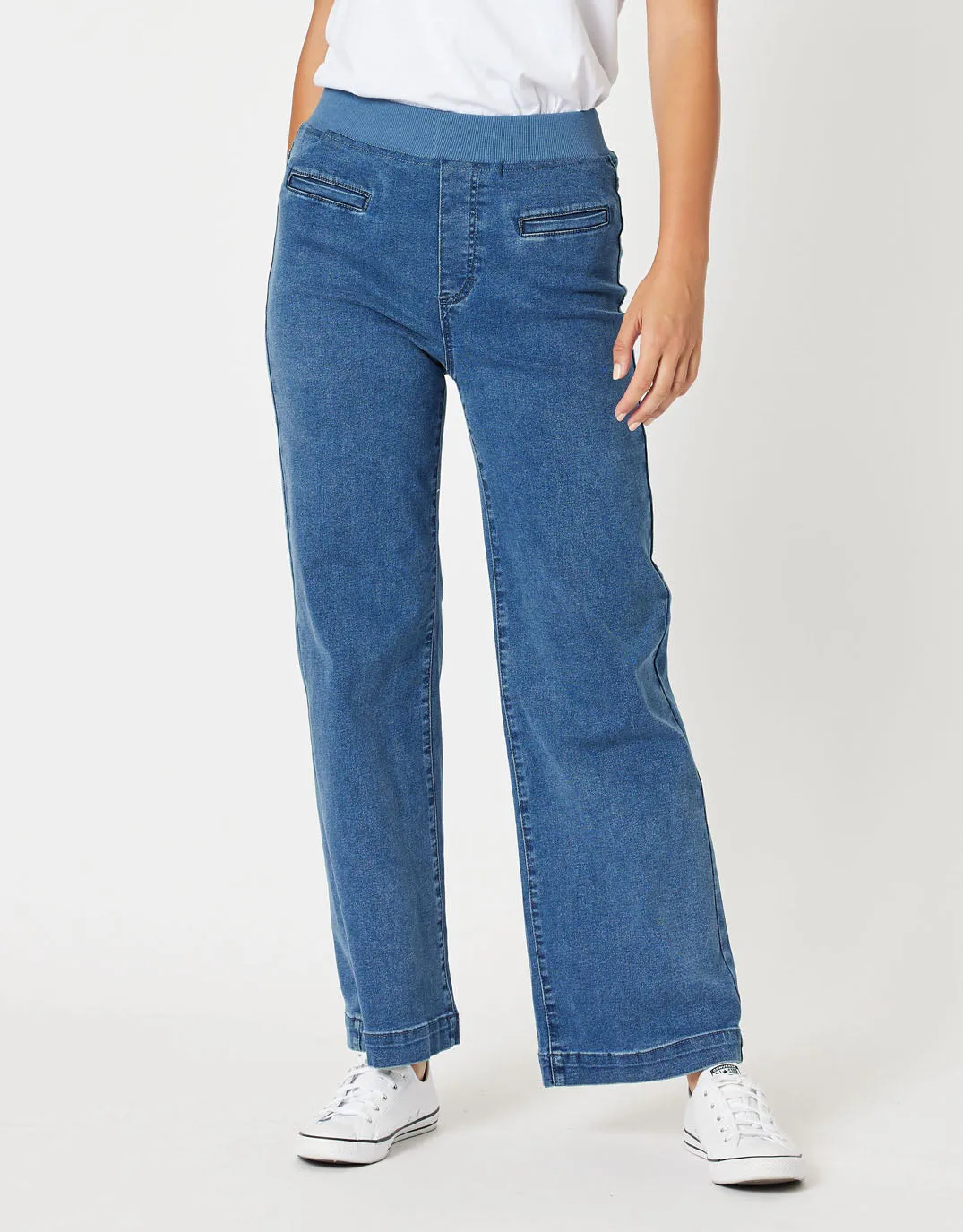 Maddy Pull On Wide Leg Jean - Denim