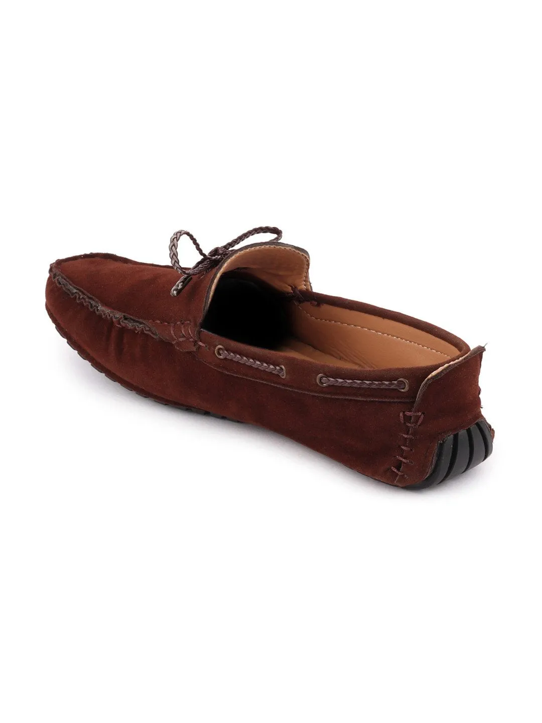 Men Brown Casual Suede Slip-On Loafers