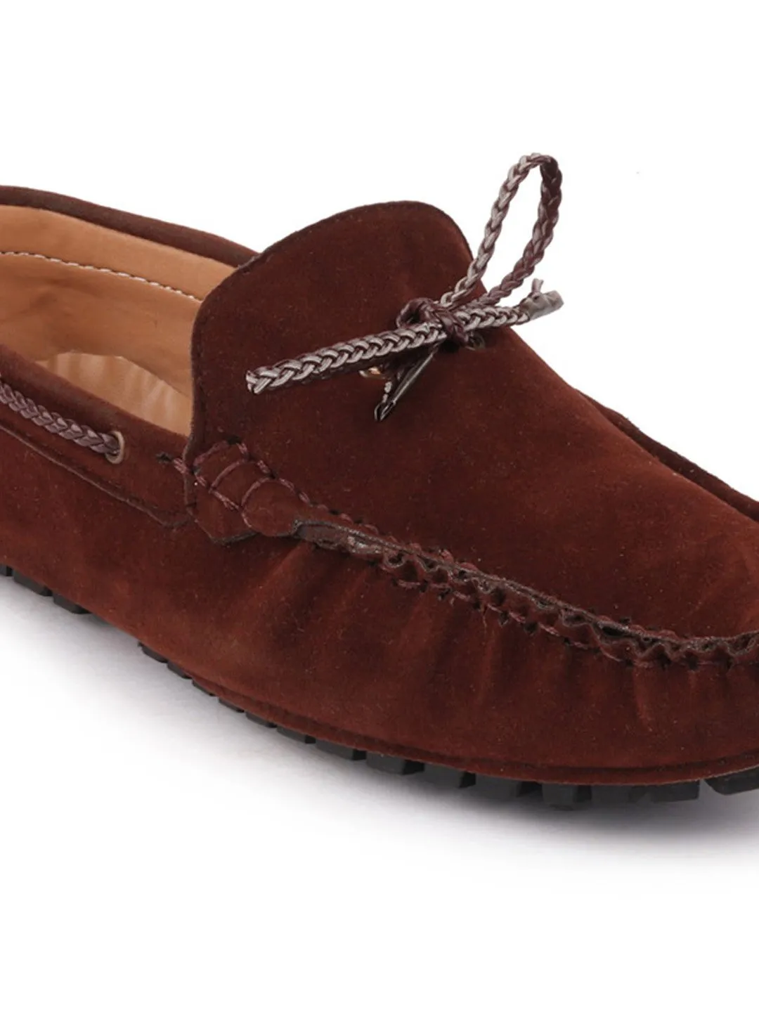 Men Brown Casual Suede Slip-On Loafers