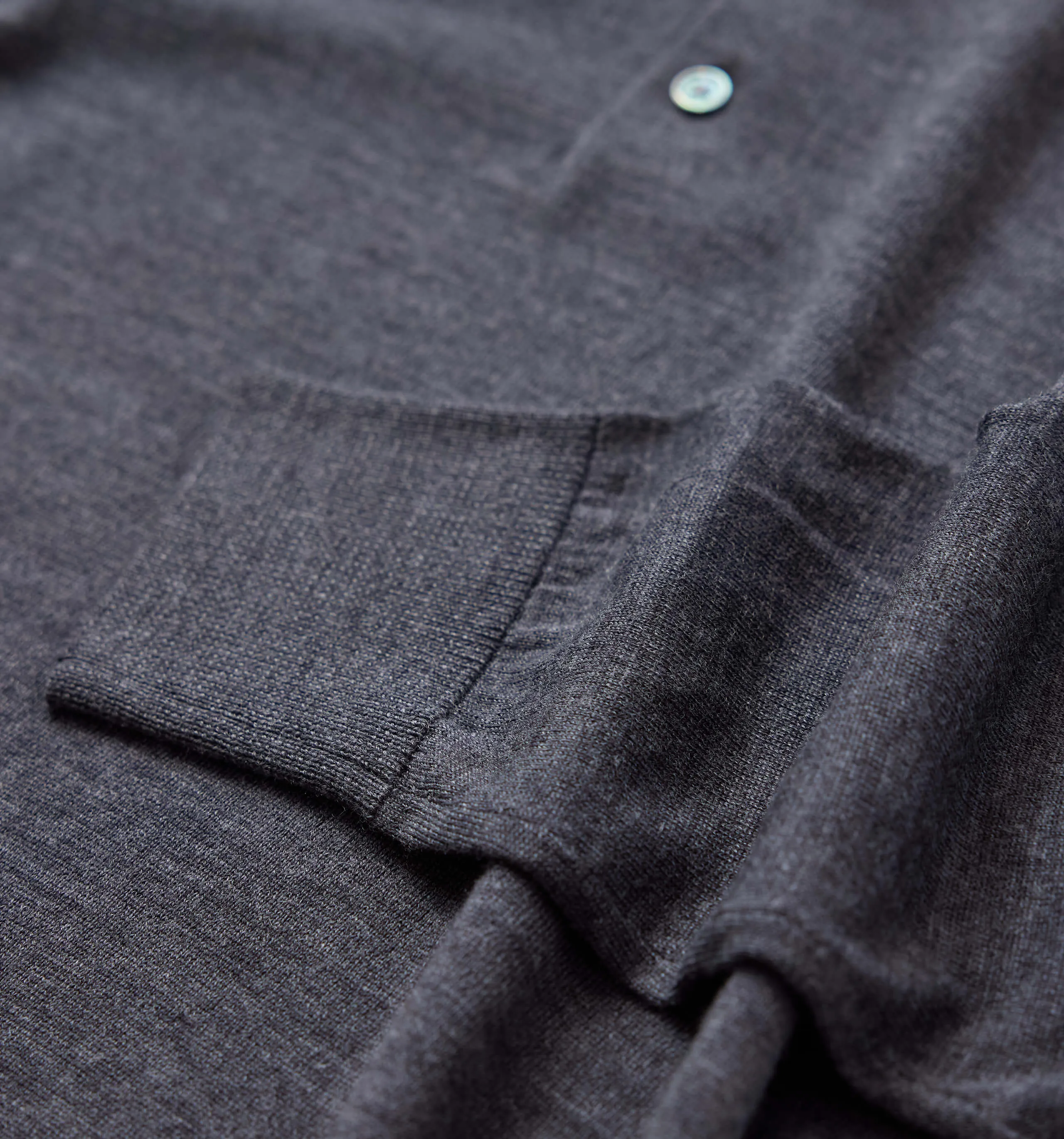 Merino Wool Polo Charcoal