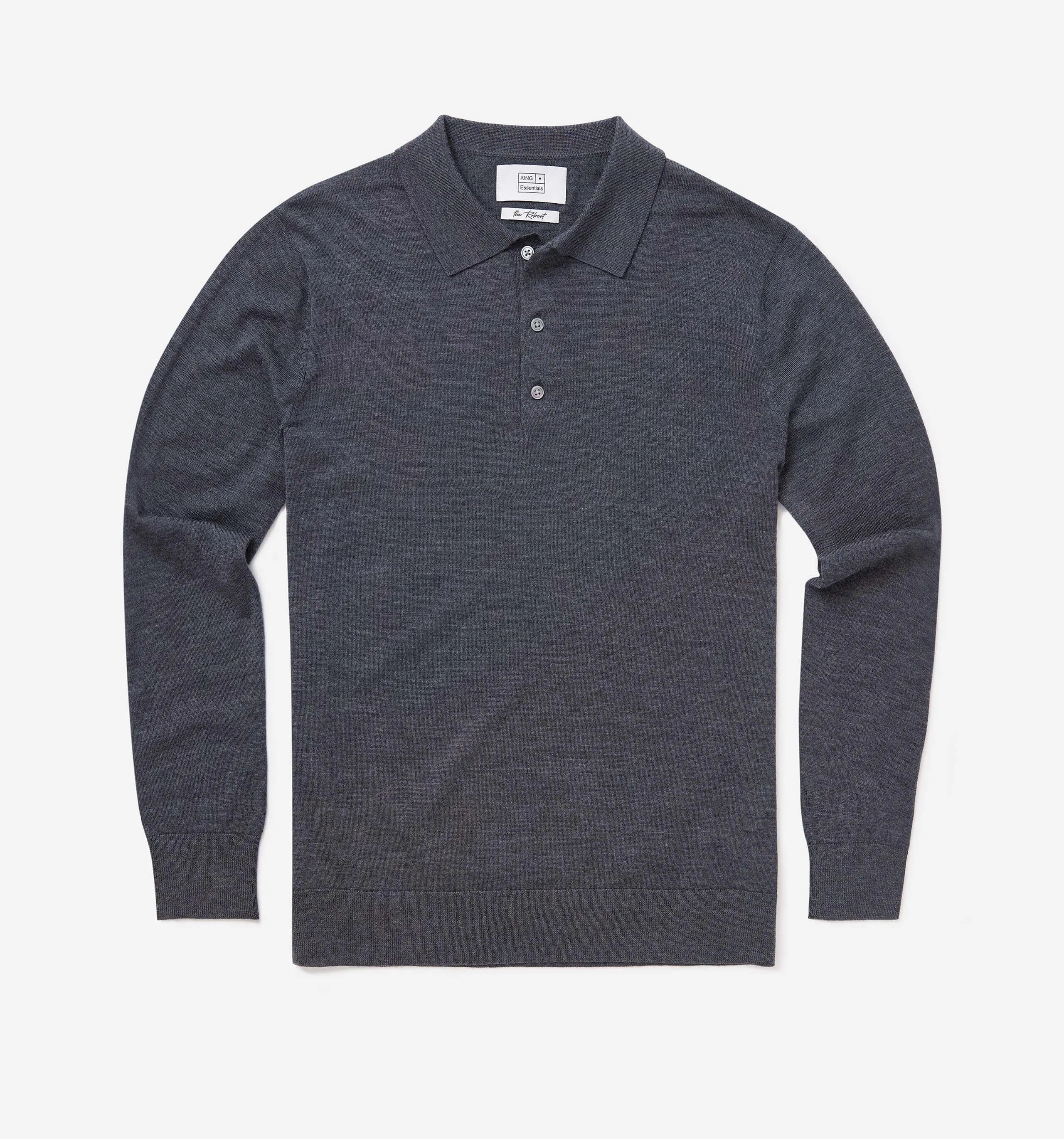 Merino Wool Polo Charcoal