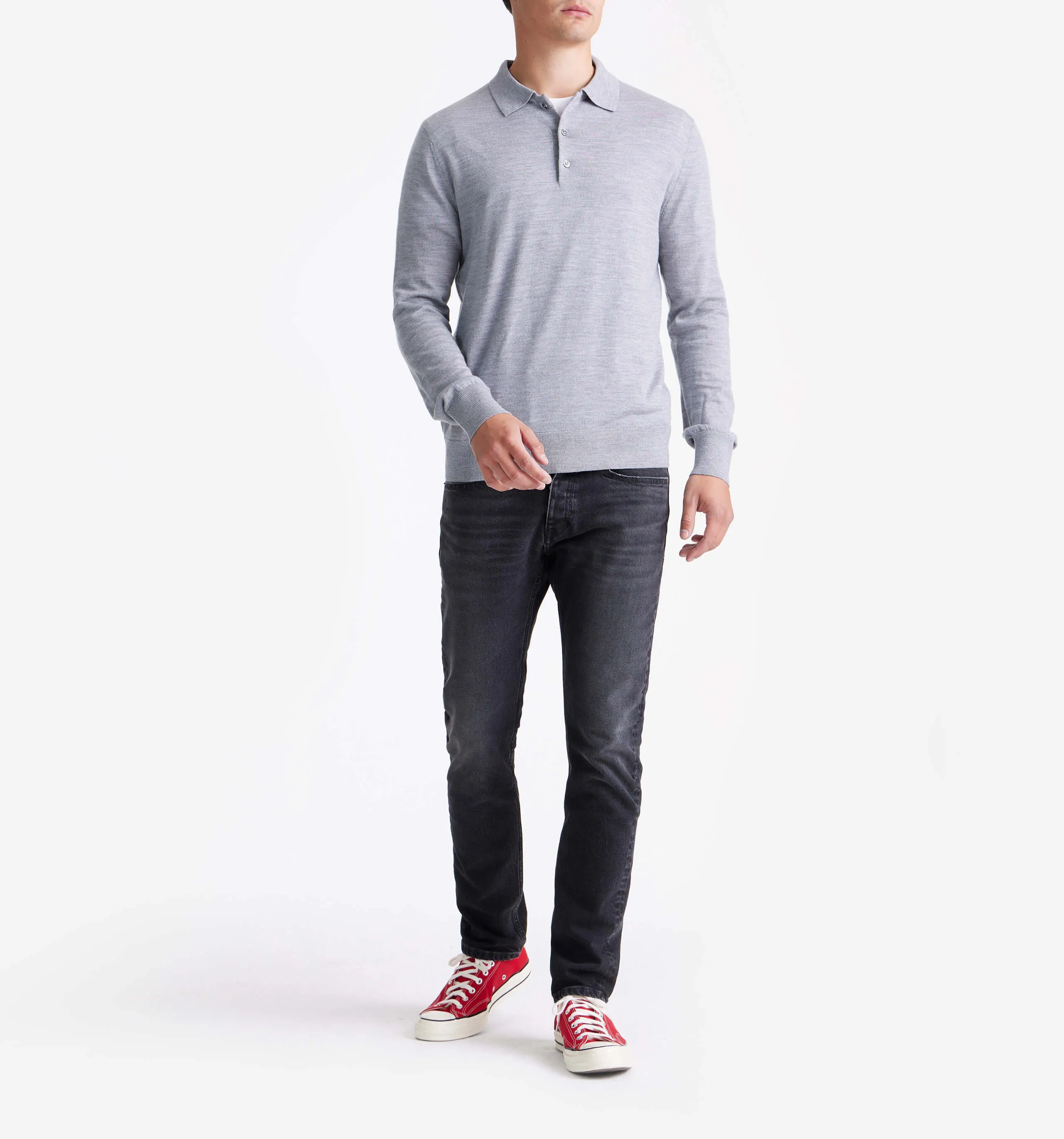 Merino Wool Polo Grey