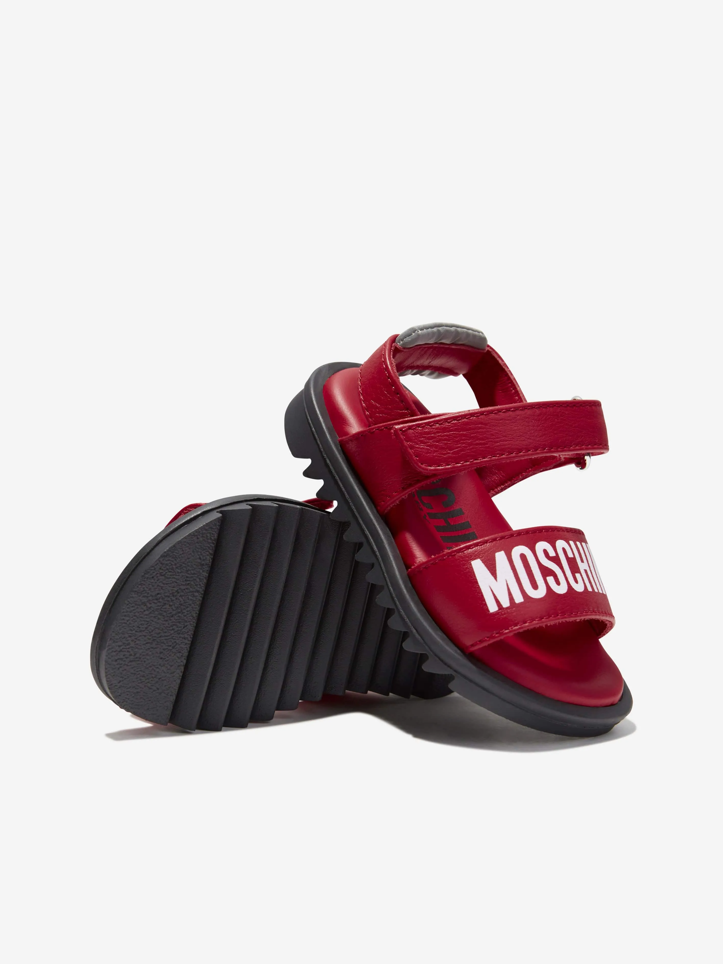 Moschino Kids Logo Sandals in Red