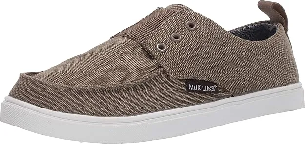 Muk Luks Men's Billie Canvas Shoe-Khaki Slip On Loafers