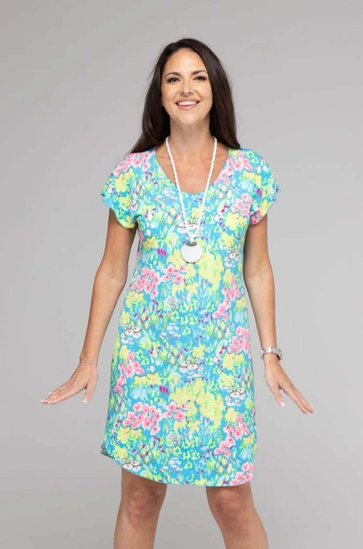 Neon Short Sleeve Jersey Shift Dress