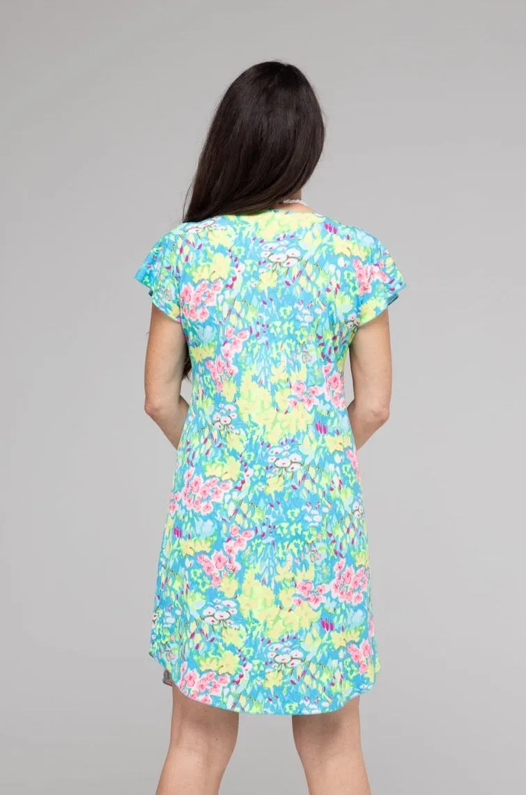 Neon Short Sleeve Jersey Shift Dress