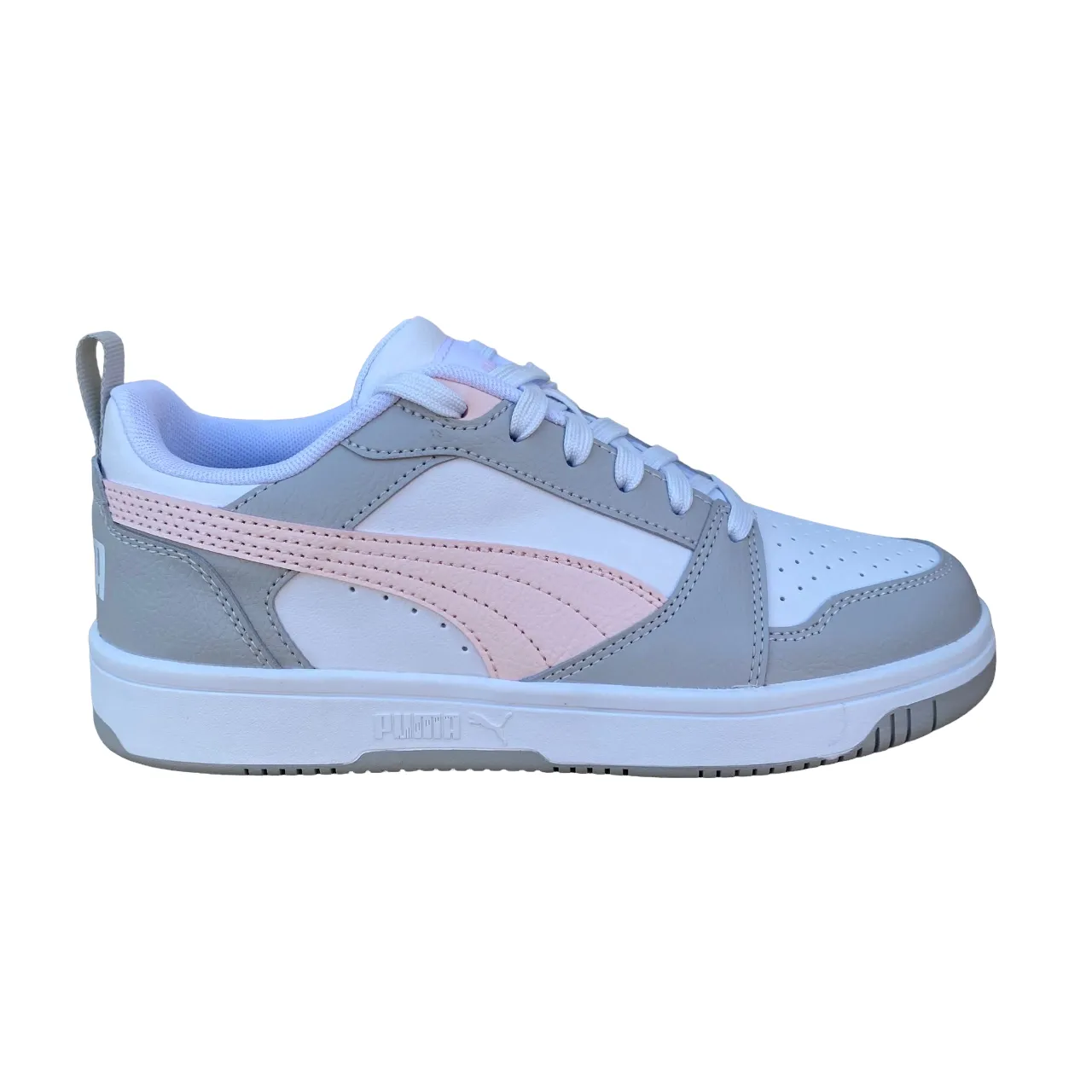 Puma scarpa sneakers da donna Rebound v6 Low 392328 08 bianco-rosa-grigio