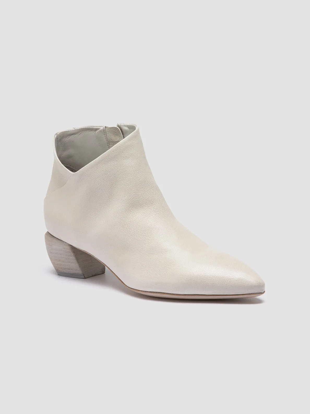 SALLY 030 - White Leather Zip Boots