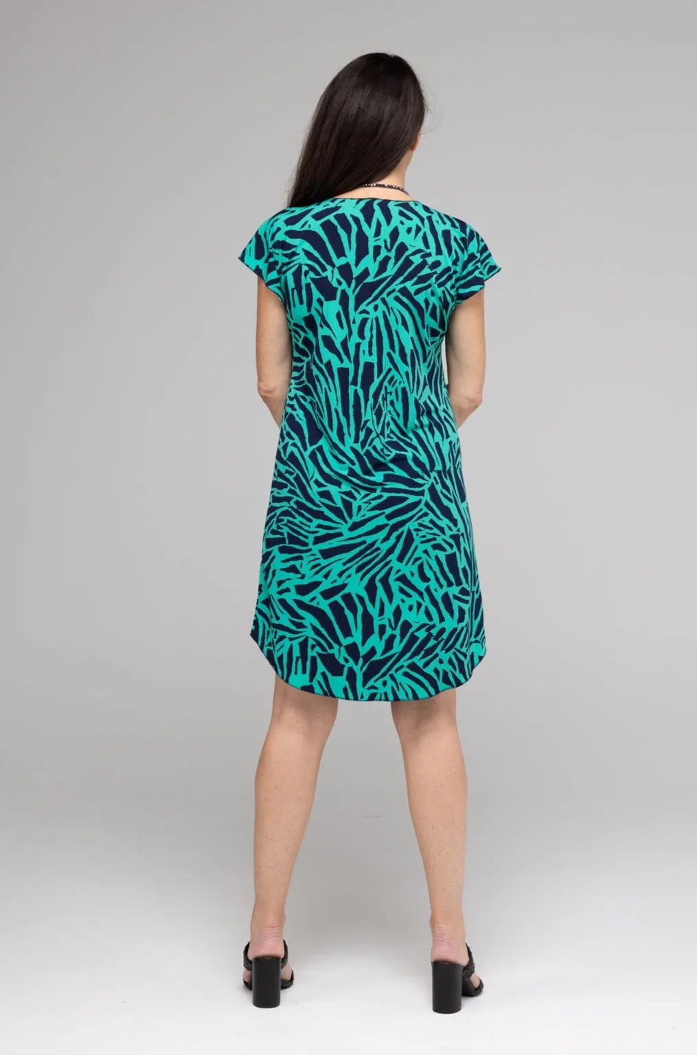 Shard Print Short Sleeve Jersey Shift Dress