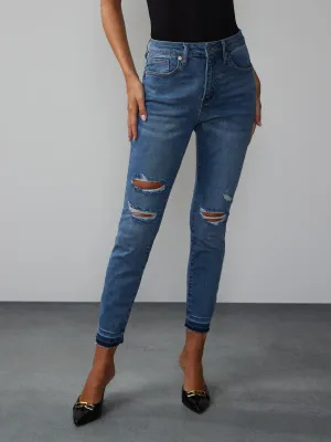 Tall Perfect Fit Distressed Skinny Ankle Jeans