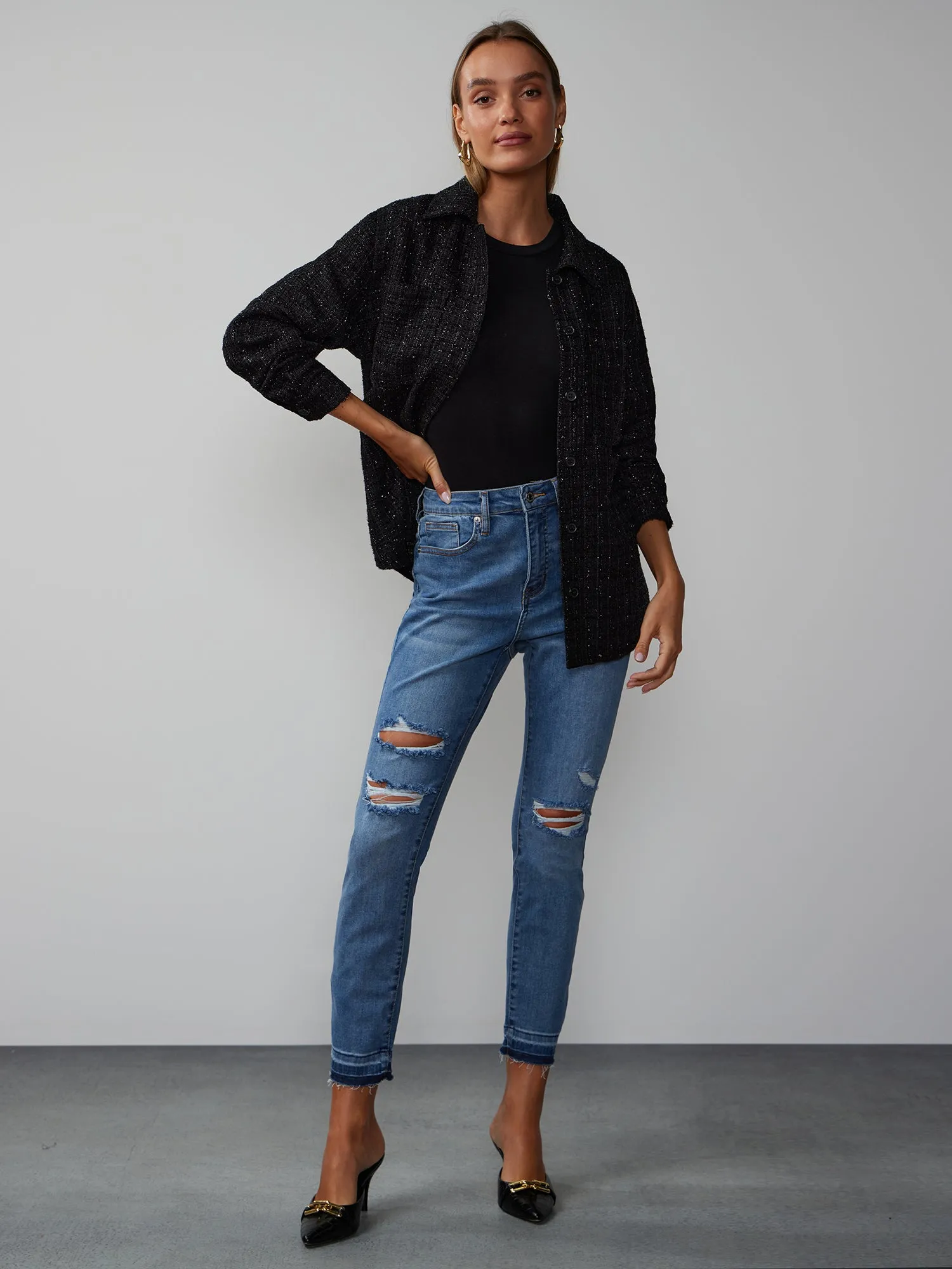 Tall Perfect Fit Distressed Skinny Ankle Jeans