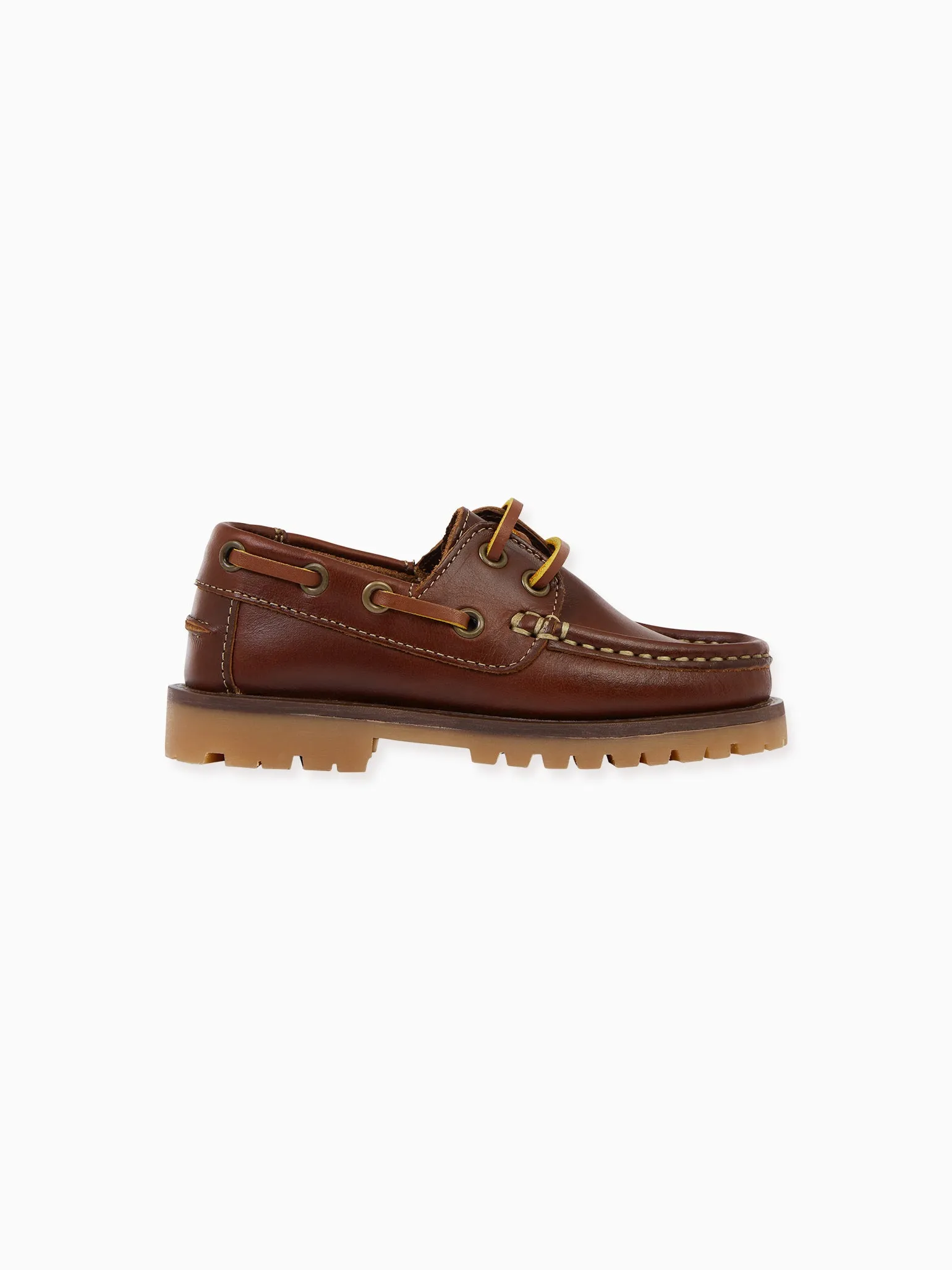 Tan Leather Boy Boat Shoe