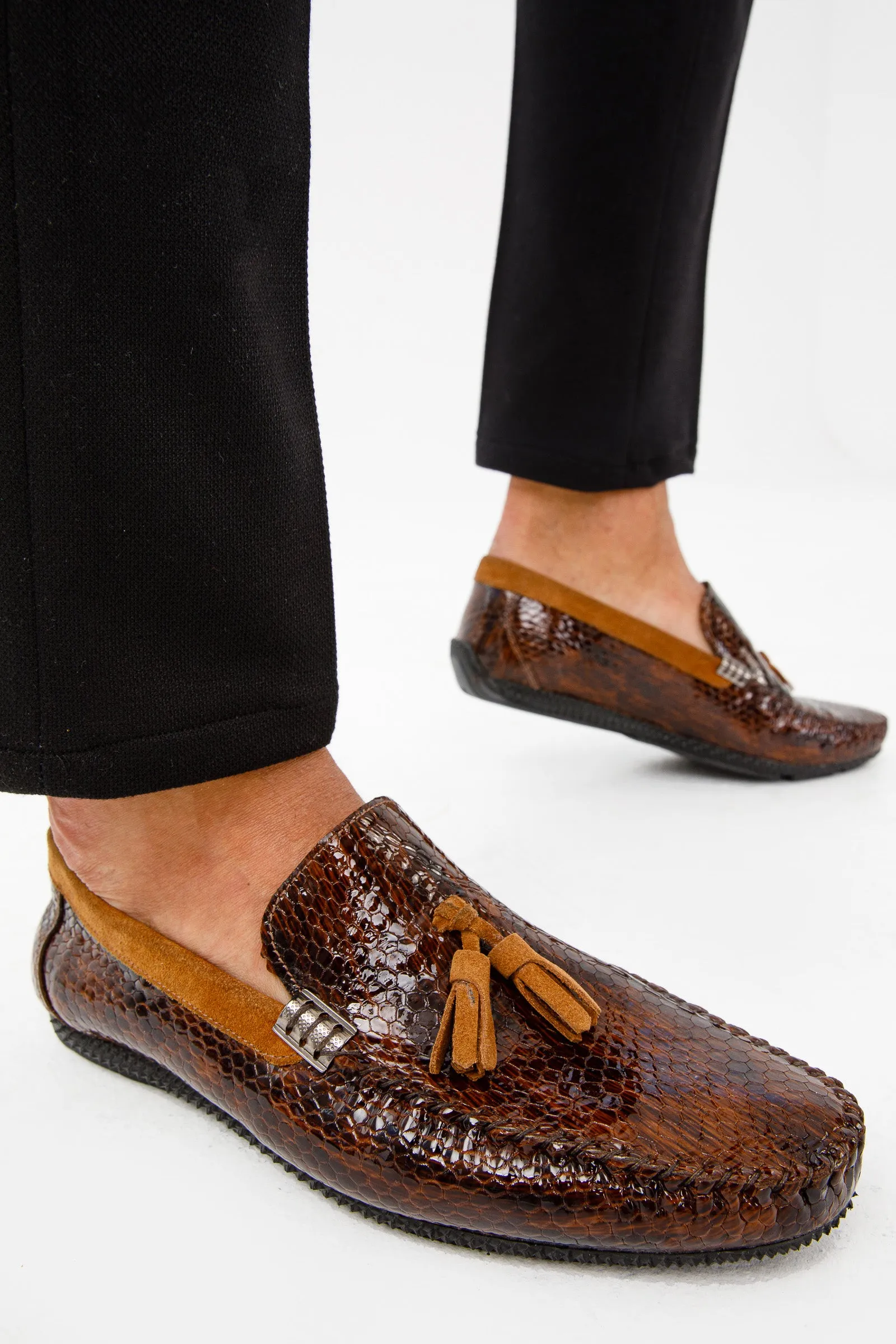 The Cordova Tan Patent Leather Tassel Loafer Men Shoe