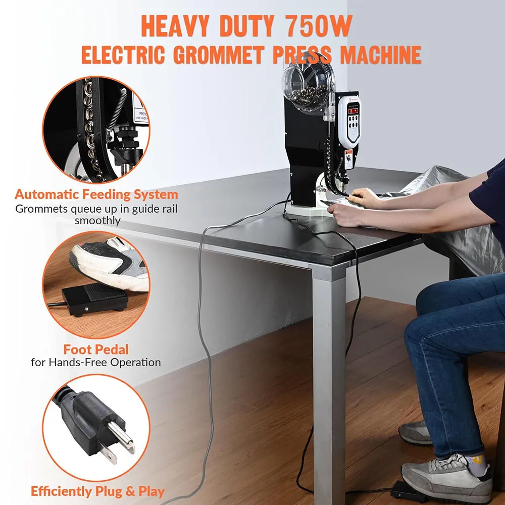 TheLAShop Electric Grommet Machine Auto Eyelet Press #2 Foot Switch