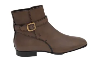 Tods Mens Leather Buckled Ankle Boots in Brown