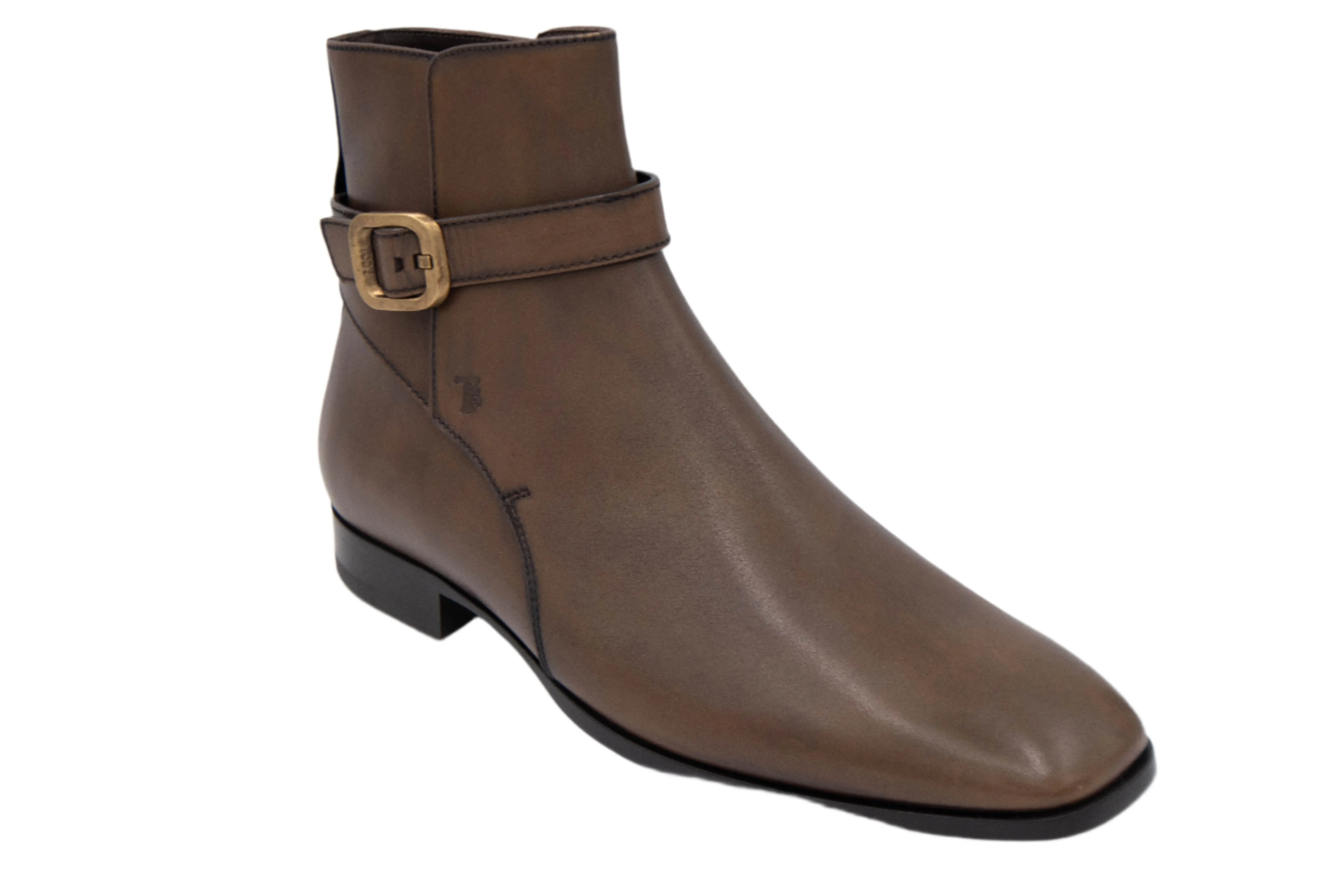 Tods Mens Leather Buckled Ankle Boots in Brown