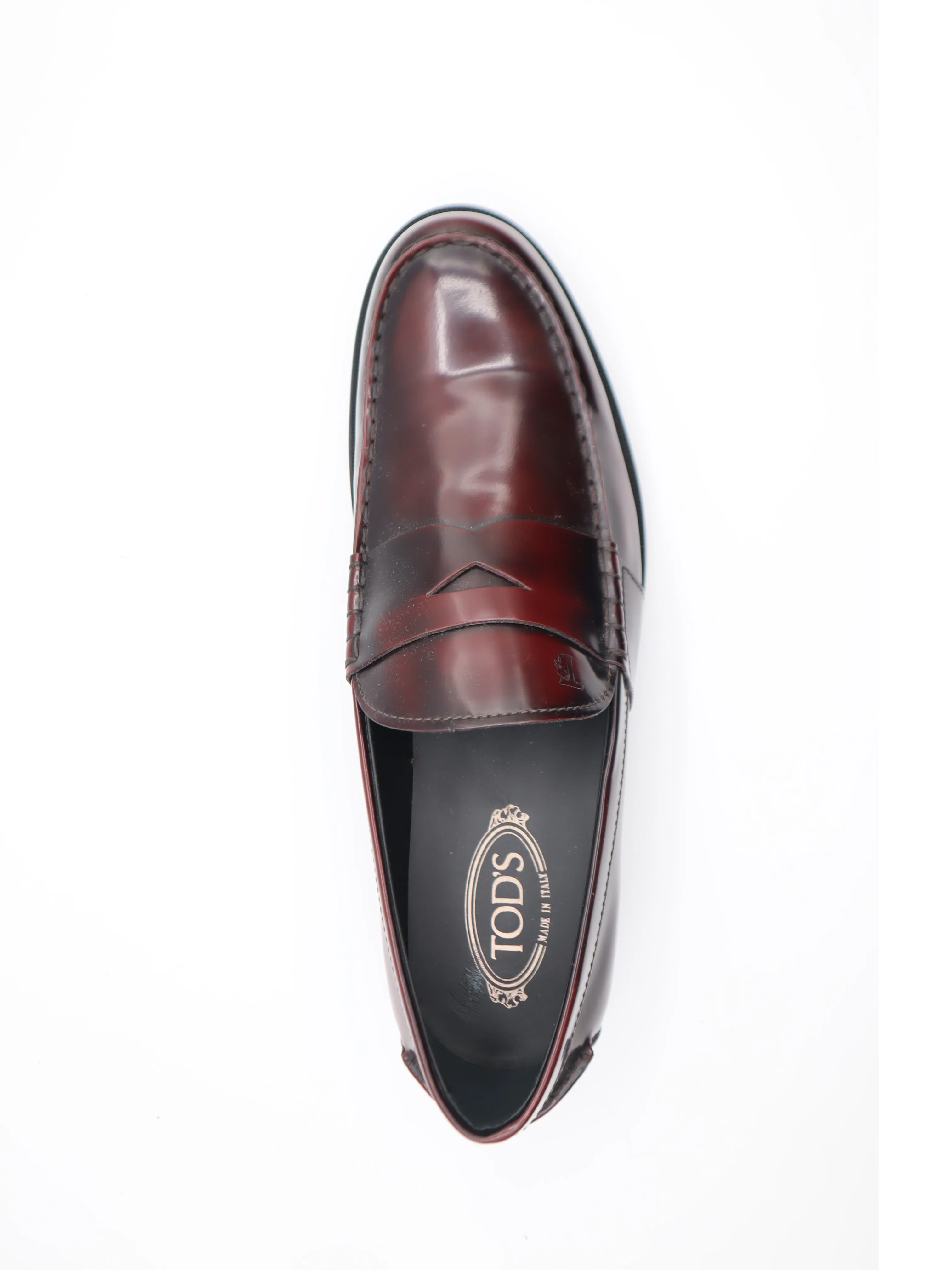 Tods Mens Mocassino Burgundy Leather Loafer