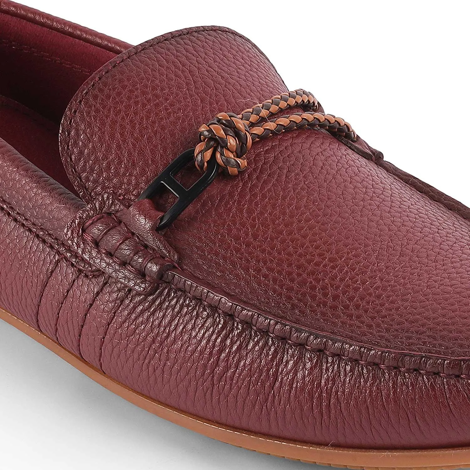 Tresmode Bristo Wine Men's Leather Driving Loafers