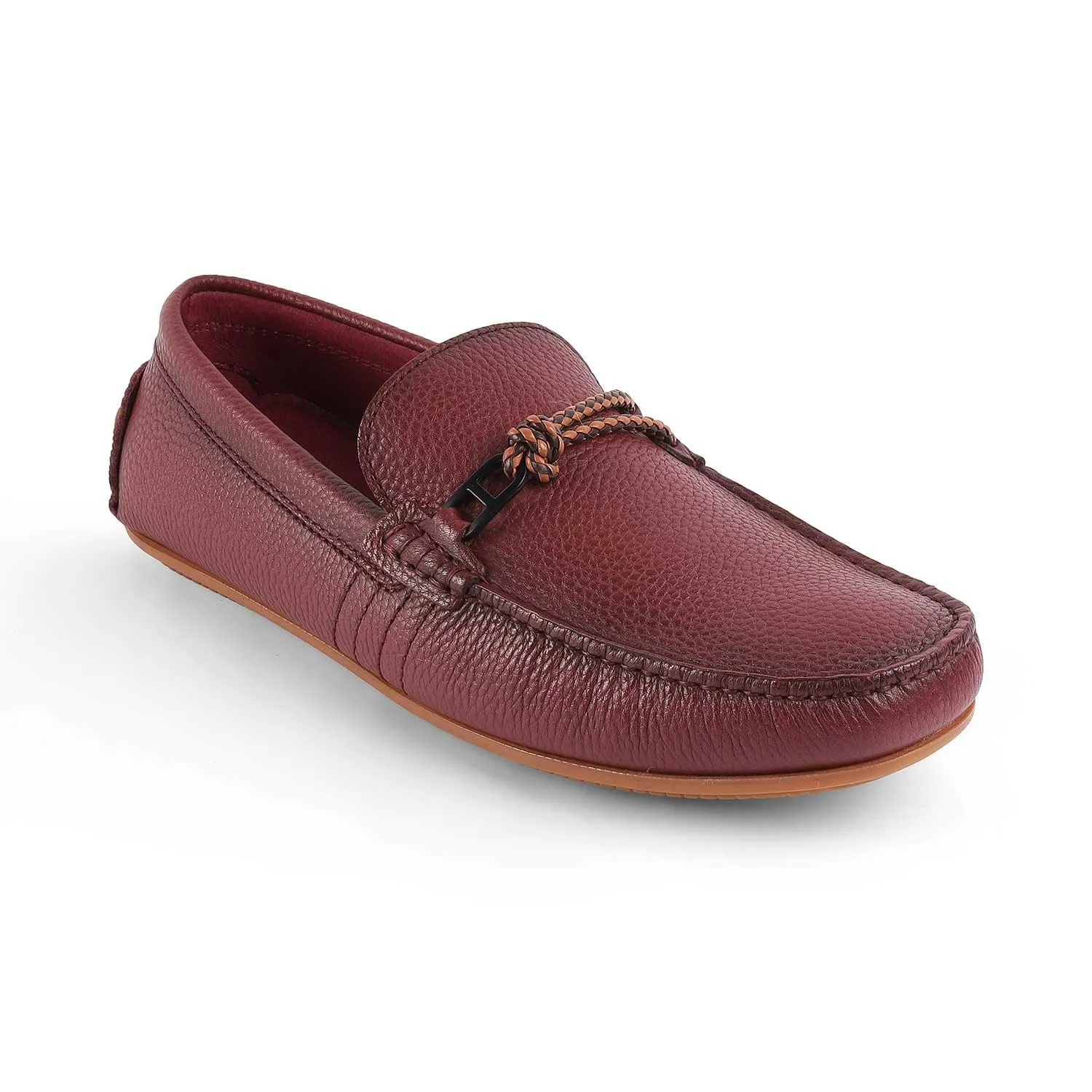 Tresmode Bristo Wine Men's Leather Driving Loafers