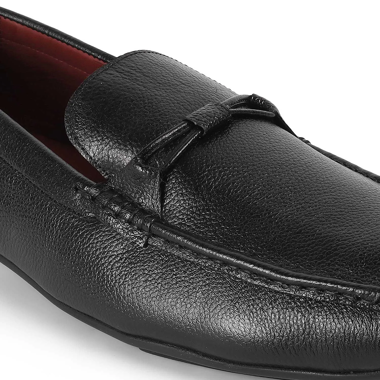 Tresmode Event Black Men's Leather Driving Loafers