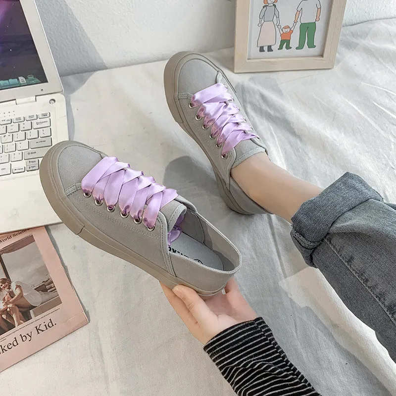 Unique Female Korean Style Versatile Flat Canvas Shoes