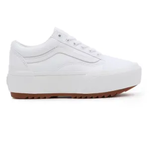 Vans scarpa sneakers con zeppa in tela da donna Old Skool Stacked VN0A4U15L5R1 bianco