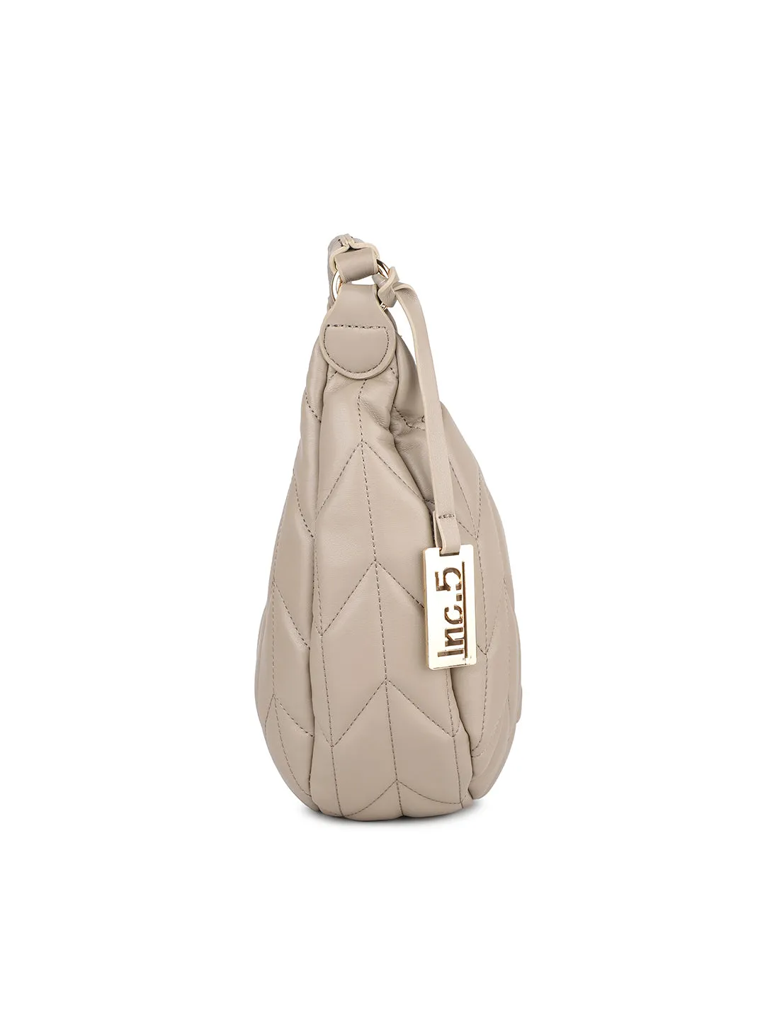 Women Nude Quilted Shoulder Bag