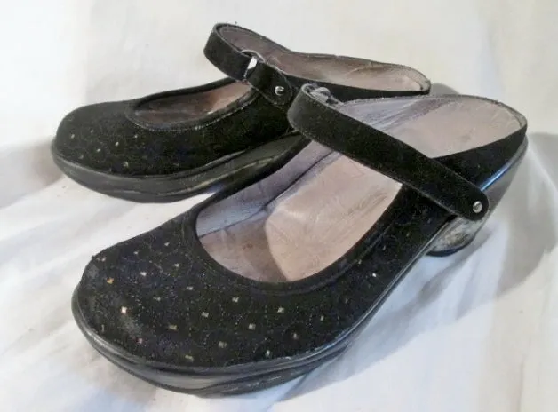 Womens J-41 ADVENTURE ON JASPER Suede Slip on Shoe Clog 9 BLACK Maryjane Mule